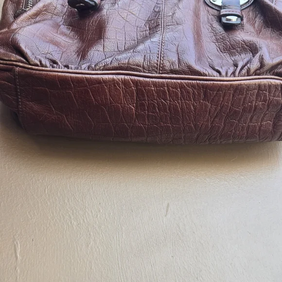 B. Makowsky Brown Leather Hobo Snake Animal Skin Shoulder Bag - Picture 8 of 16